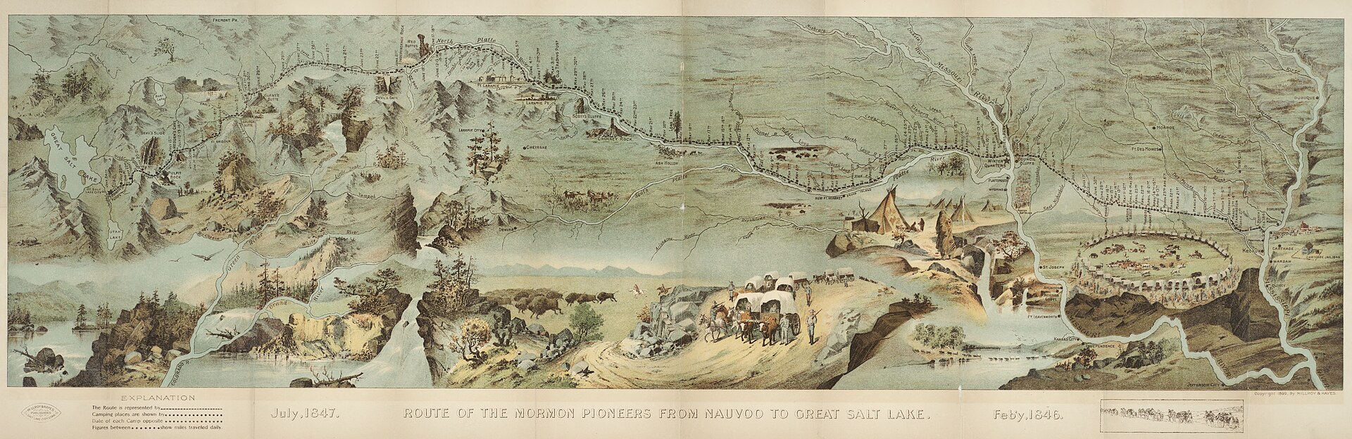 Route of the Mormon pioneers from Nauvoo to Great Salt Lake, Feb'y 1846-July 1847. - DPLA - 249f8b31fbb79f67680b05a55660a501
