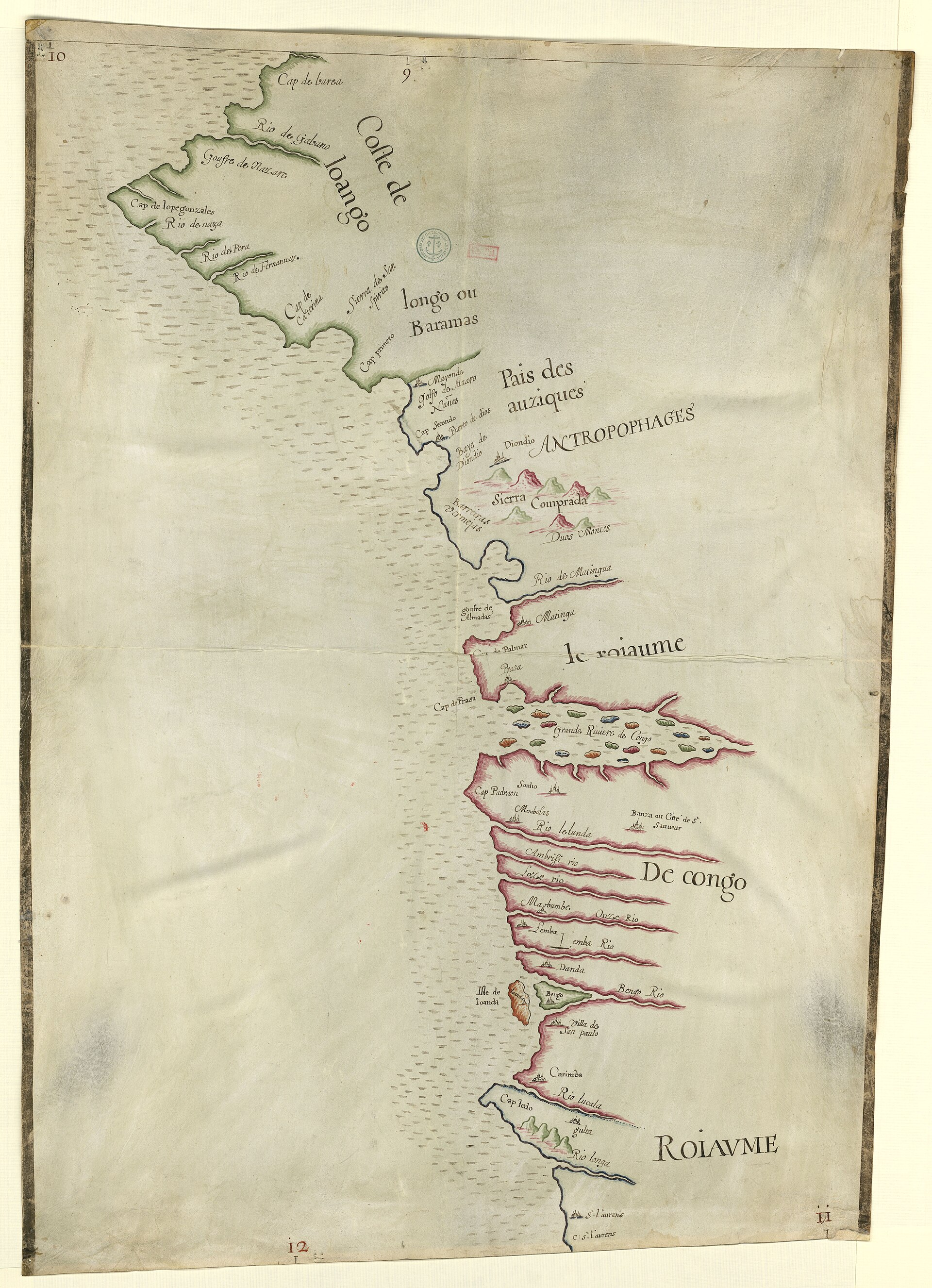 Costes d'Afrique depuis le Cap de Lopes Gonsalves au Royaume de Gabon jusqu'au Cap Ledo, Roy. d'Angole
